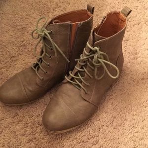 Green Lace-up Booties